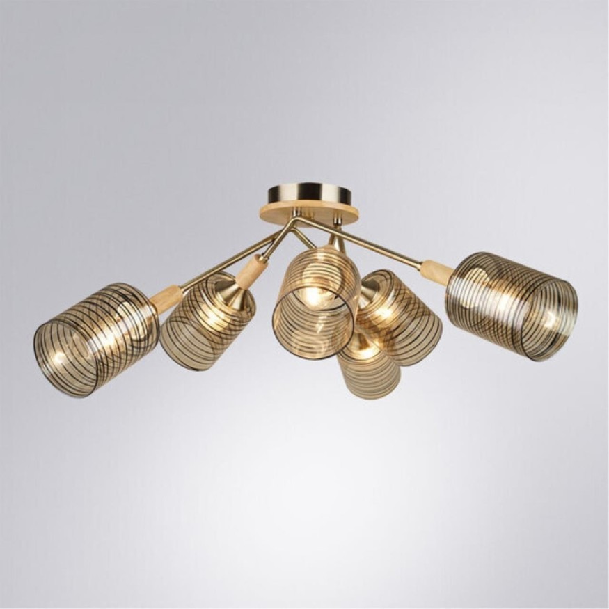 Потолочная люстра c 6 стеклянными плафонами Arte Lamp MARIA A4536PL-6AB цоколь Е27