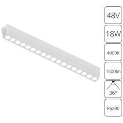 A6169PL-1WH Трековый магнитный светодиодный светильник Arte Lamp Rapid 48V CRI90+ 4000К 1500Лм 36° 18Вт