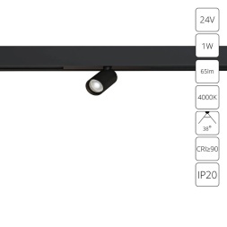 A6226PL-1BK Ультракомпактный трековый магнитный светодиодный светильник Arte Lamp Presto CRI90+ 4000К 65Лм 38° 1Вт