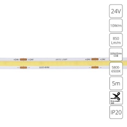 A2432008-03-6K Светодиодная лента 24В 10Вт/м 850Лм/м 6000К  CRI 90+ 8мм COB 320шт/м 5м IP20