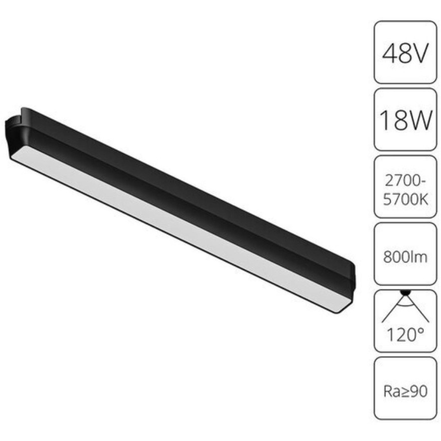 A2968PL-1BK Трековый магнитный светодиодный SMART (TUYA, Алиса, Bluetooth, Wi-Fi) светильник Arte Lamp Rapid 48V CRI90+ 2700-6000К 800Лм 120° 15Вт