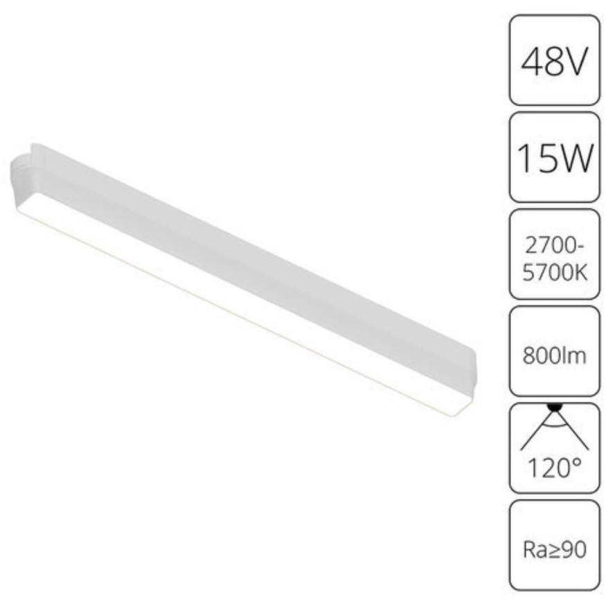 A2968PL-1WH Трековый магнитный светодиодный SMART (TUYA, Алиса, Bluetooth, Wi-Fi) светильник Arte Lamp Rapid 48V CRI90+ 2700-6000К 800Лм 120° 15Вт