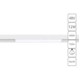 Магнитный трековый светодиодный светильник 12Вт 750лм RA90 4000К Arte Lamp LINEA A4632PL-1WH