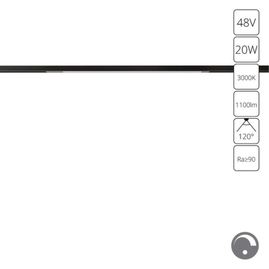 A7494PL-1BK Магнитный трековый светодиодный светильник диммируемый по 0.1-10V, 20Вт, 3000К, 1100лм, 120°, CRI90 Arte Lamp OPTIMA