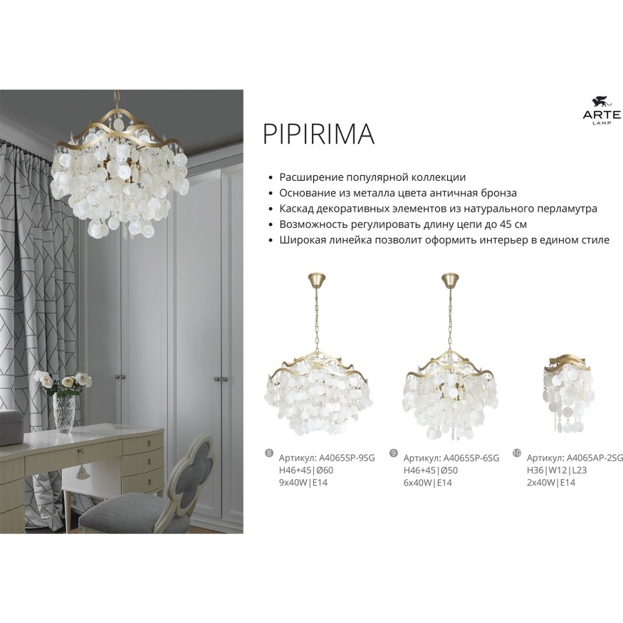 Настенный светильник Arte Lamp PIPIRIMA A4100AP-2CC