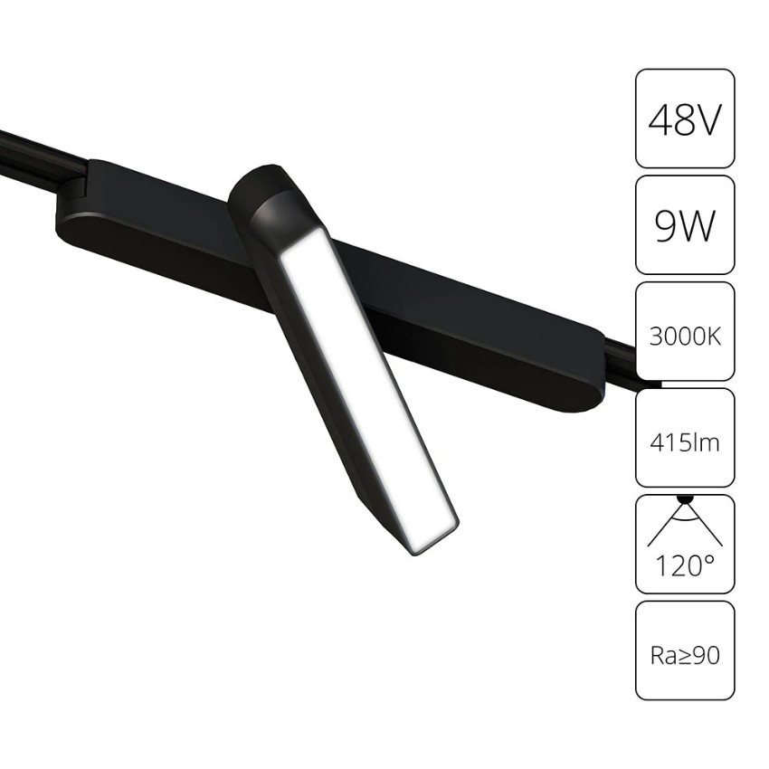 A1160PL-1BK Трековый магнитный светодиодный светильник Arte Lamp Rapid 48V CRI90+ 3000К 416Лм 120° 9Вт