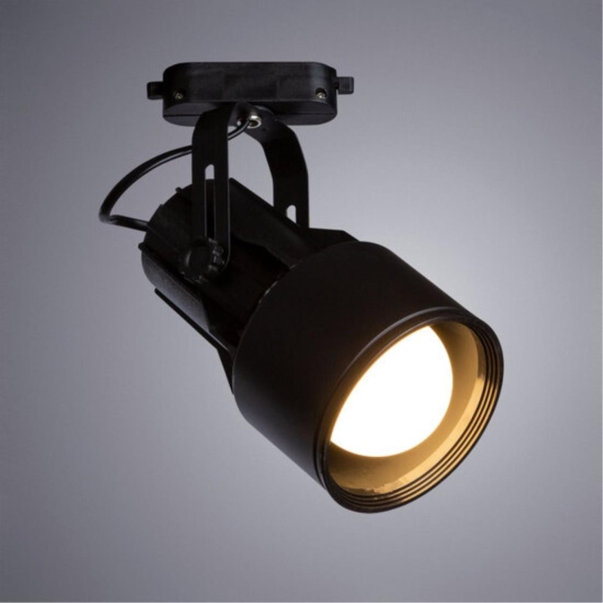 Однофазный двужильный трековый светильник Arte Lamp A6252PL-1BK LYRA под сменную лампу Е27