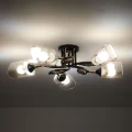 Arte Lamp Glamore A5076PL-5BK Потолочная современная люстра диаметром 62 см, черный металл, плафоны 5шт, янтарное стекло, лампы E27 5шт до 60Вт IP20 220В, возм. раздельного включения рожков и смены направления плафонов