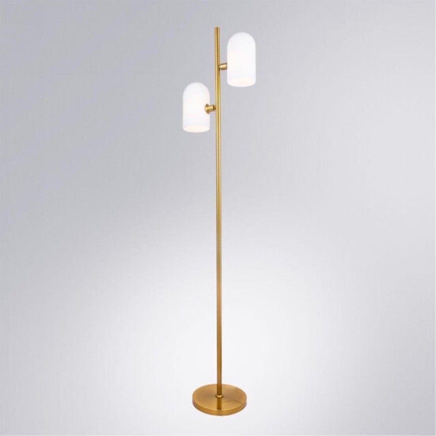 Торшер с 2 стеклянными плафонами, лампами E14 и ножным выключателем Arte Lamp CASSEL A5454PN-2PB