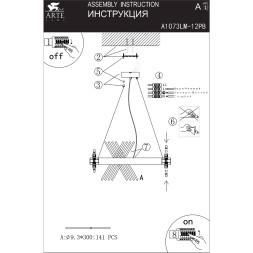 Подвесная люстра Arte Lamp ACAPULCO A1073LM-12PB