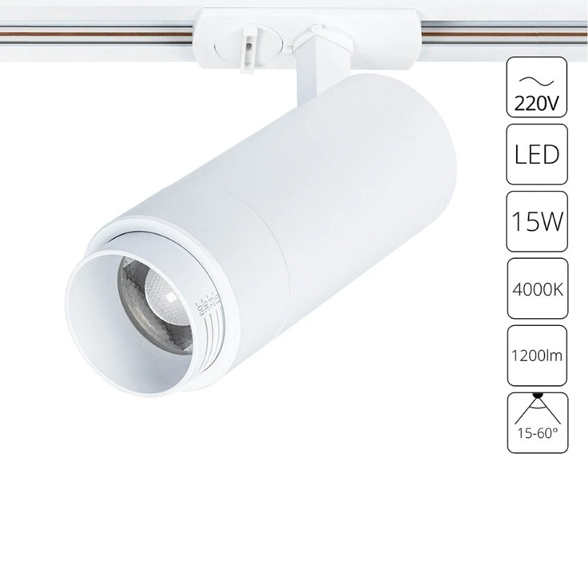 Однофазный двужильный светодиодный трековый светильник Arte Lamp A3540PL-1WH MERAK 4000К 1200Лм CRI90+ 15-60° 15Вт