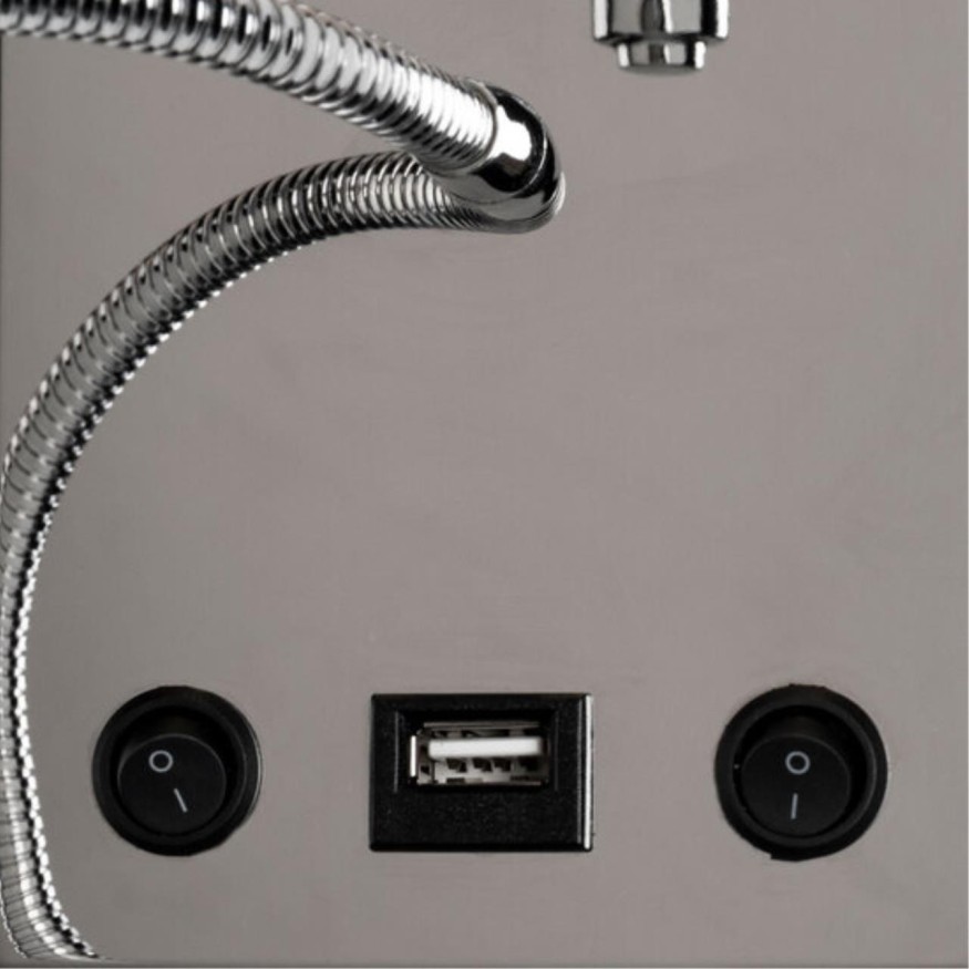 Бра для чтения с выключателем и USB-портом Elba A2581AP-2CC