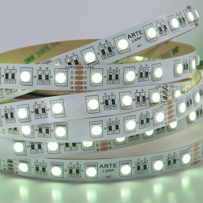 A2406012-01-RGB4K Светодиодная лента 24В 14,4Вт/м RGB+4000К CRI 90+ 10мм SMD5050 60шт/м 5м IP20