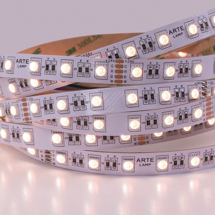 A2406012-01-RGB4K Светодиодная лента 24В 14,4Вт/м RGB+4000К CRI 90+ 10мм SMD5050 60шт/м 5м IP20