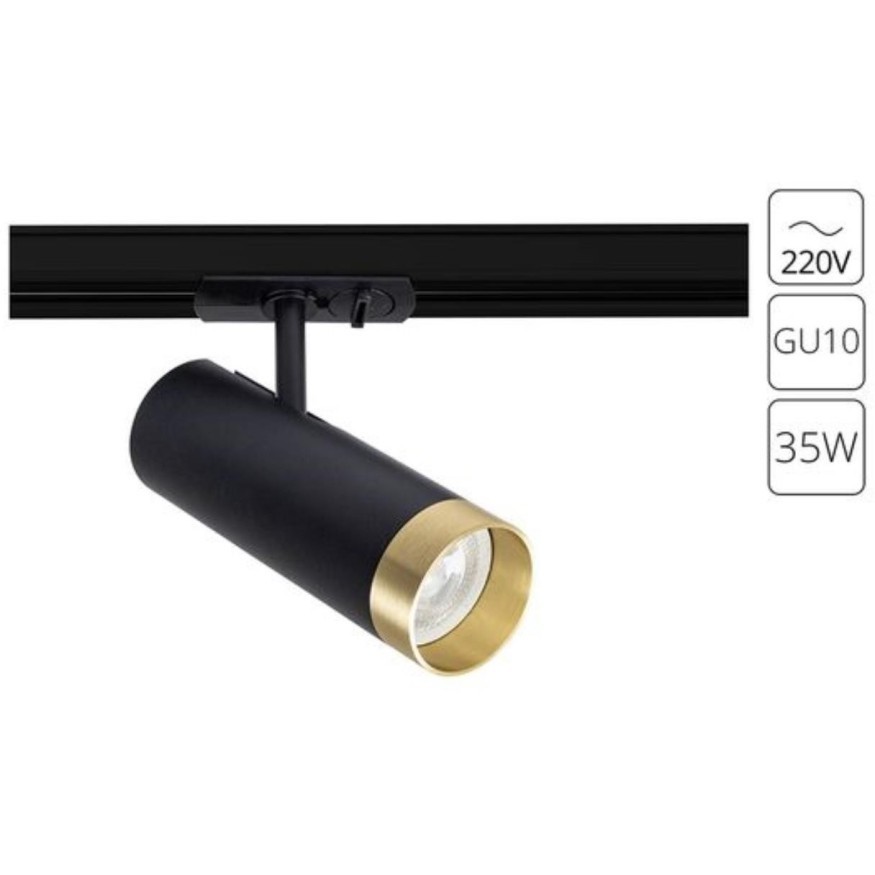 Однофазный двужильный трековый светильник Arte Lamp A2356PL-1BK TOPIC под сменную лампу GU10