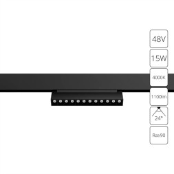 A4638PL-1BK Трековый магнитный светодиодный светильник Arte Lamp Linea 2.0 CRI90+ 4000К 1100Лм 24° 15Вт