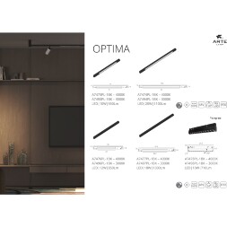 Arte Lamp Optima A7474PL-1BK Черный магнитный линейный светодиодный светильник, с возможностью диммирования по протоколу 0/1-10V, LED 20Вт 1100Лм 4000К CRI90 120° IP20 48В