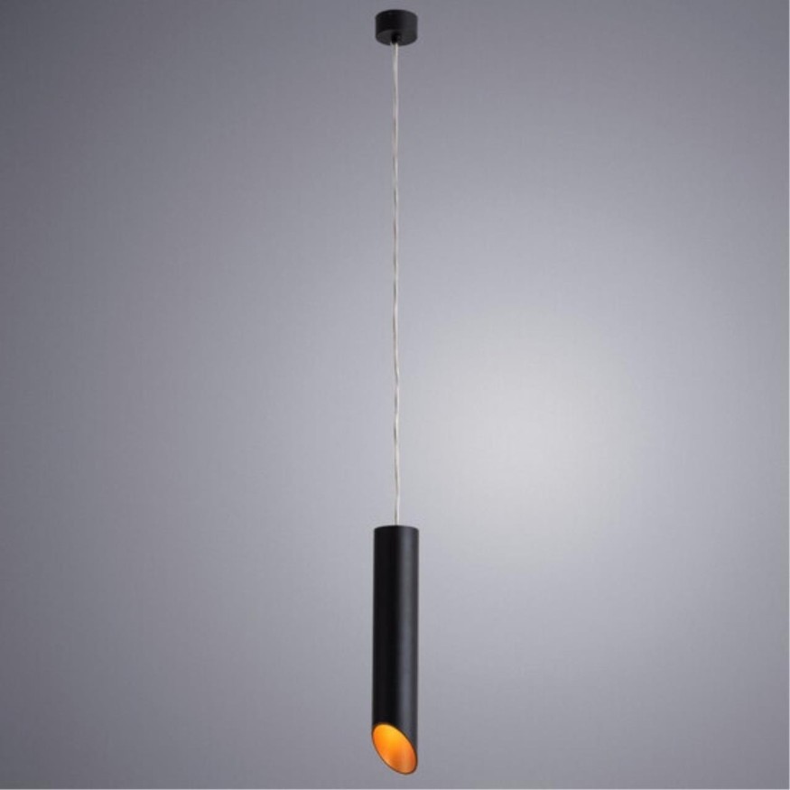 Подвесной светильник цилиндр Arte Lamp A1536SP-1BK PILON-GOLD под лампу 1xGU10 35W