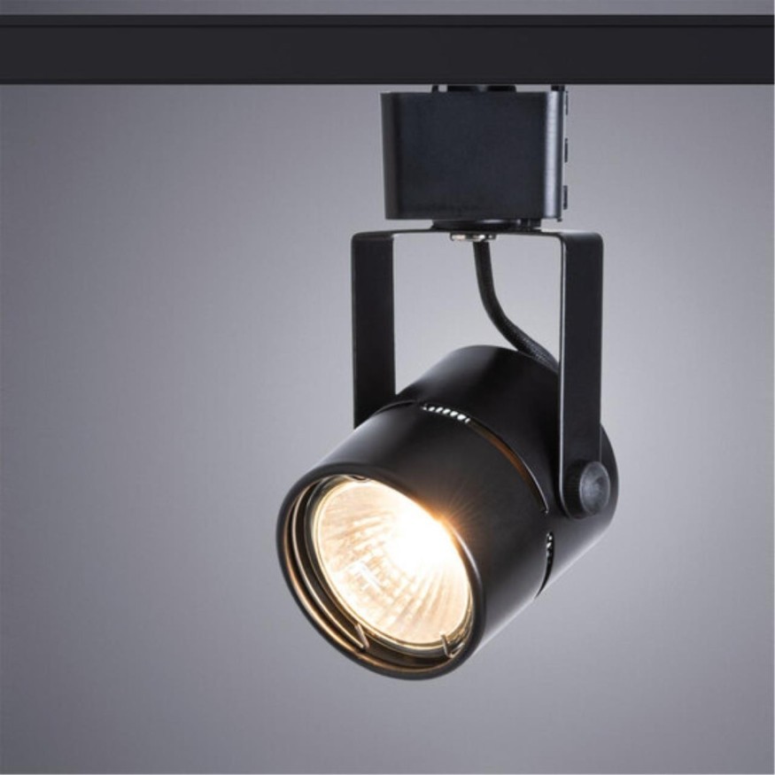 Однофазный двужильный трековый светильник Arte Lamp A1311PL-1BK MIZAR под сменную лампу GU10