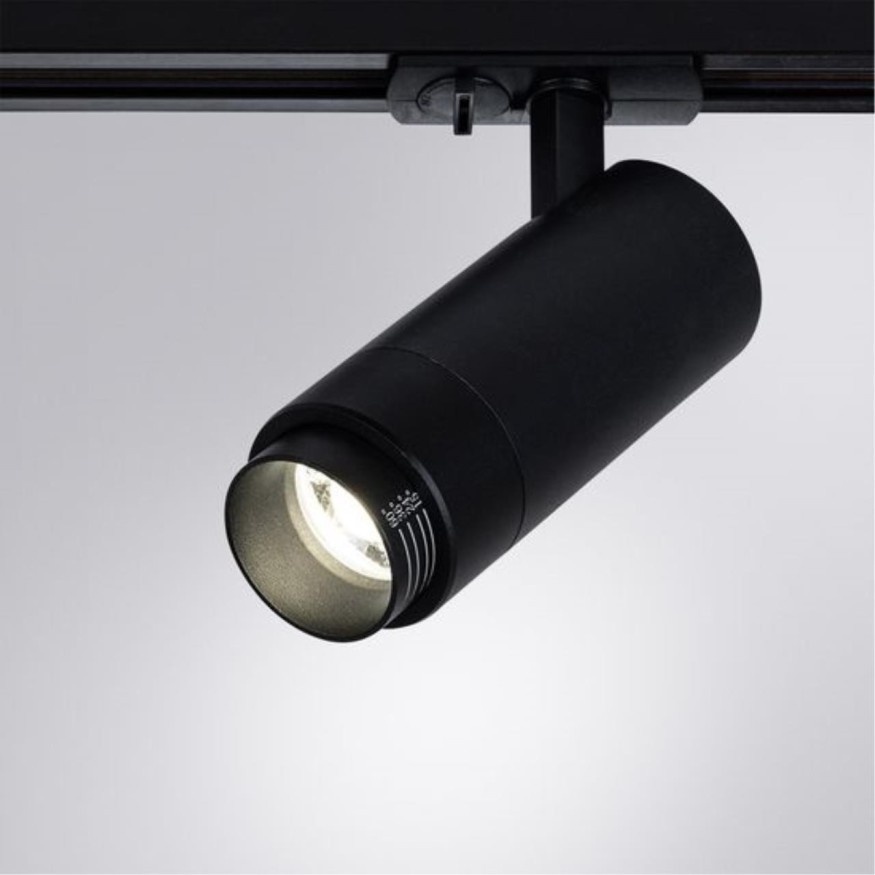Однофазный двужильный светодиодный трековый светильник Arte Lamp A3540PL-1BK MERAK 4000К 1200Лм CRI90+ 15-60° 15Вт