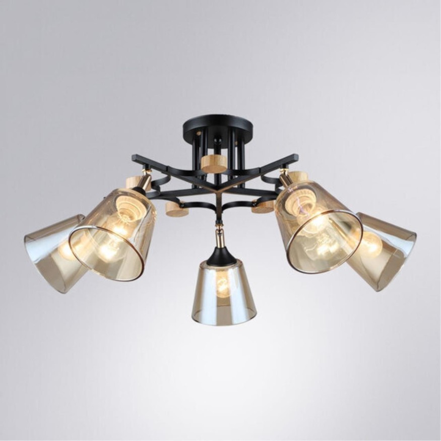 Потолочная люстра со стеклянными плафонами Arte Lamp GLASSY A5078PL-5BK лампы 5шт E27