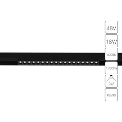 A4665PL-1BK Трековый магнитный светодиодный светильник Arte Lamp Linea 2.0 CRI90+ 4000К 1700Лм 24° 18Вт