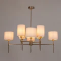 Arte Lamp DEBORA A4108LM-8SS Потолочная люстра на штанге, 8 плафонов, основание никелевый металл, плафоны текстильные белые, лампы E14 8шт до 40Вт IP20 подключение 220В, макс. высота 71см, возможно укоротить на 20см