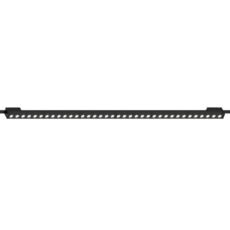 Arte Lamp Optima A8465PL-1BK Черный линейный трековый светильник с креплением на ременный шинопровод, глазковые диоды, LED 15Вт 950лм 4000К CRI90 24° IP20 48В