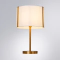 Arte Lamp Dream A4110LT-1PB Настольная лампа классического стиля с абажуром диаметром 28 см, плафон белый текстиль, медный металл, лампа E14 1шт до 40Вт IP20 220В, выключатель на проводе в розетку