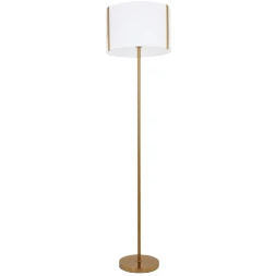 Arte Lamp Dream A4110PN-1PB Напольный светильник, торшер классического стиля с абажуром диаметром 40 см и высотой 158см, плафон белый текстиль, медный металл, лампа E27 1шт до 60Вт IP20 220В, выключатель на проводе в розетку