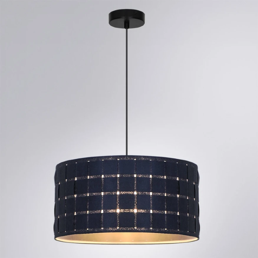 Arte Lamp Fleece A7097SP-1BK Подвесной современный светильник с плафоном 38 см, черно-синий фетровый абажур-цилиндр, черный металл, высота провода 100 см, лампа E27 1шт до 40Вт IP20 220В