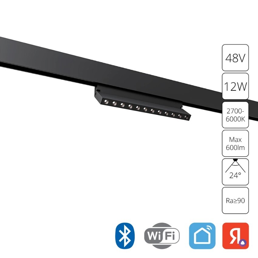 A5746PL-1BK Трековый магнитный SMART (TUYA, Алиса, Bluetooth, Wi-Fi) светодиодный светильник Arte Lamp Expert CRI90+ 2700-6000К 600Лм 24° 12