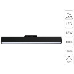 Однофазный двужильный светодиодный трековый светильник Arte Lamp A4576PL-1BK LINEETTA 4000К 1000Лм CRI90+ 120° 18Вт