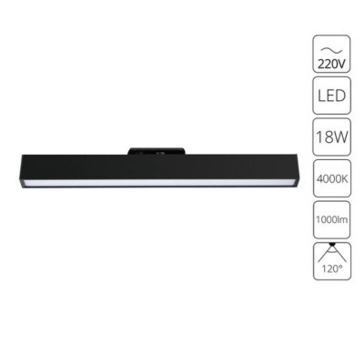 Однофазный двужильный светодиодный трековый светильник Arte Lamp A4576PL-1BK LINEETTA 4000К 1000Лм CRI90+ 120° 18Вт