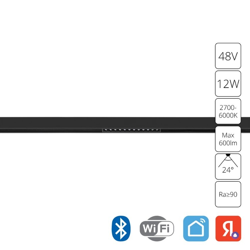 A5744PL-1BK Трековый магнитный SMART (TUYA, Алиса, Bluetooth, Wi-Fi) светодиодный светильник Arte Lamp Expert CRI90+ 2700-6000К 600Лм 24° 12