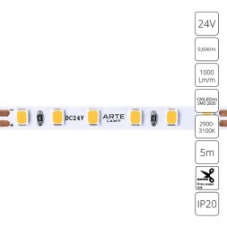 A2412005-01-3K Светодиодная лента 24В 9,6Вт/м 1000Лм/м 3000К CRI 90+ 5мм SMD2835 120шт/м 5м IP20