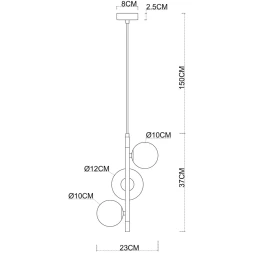 Подвесной светильник с 3 стеклянными плафонами под лампы G9 и черным основанием Arte Lamp GEMINI A2243SP-3BK