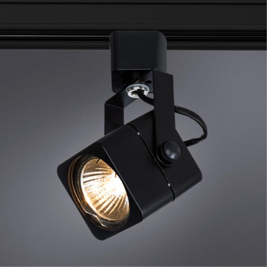 Однофазный двужильный трековый светильник Arte Lamp A1314PL-1BK LENTE под сменную лампу GU10
