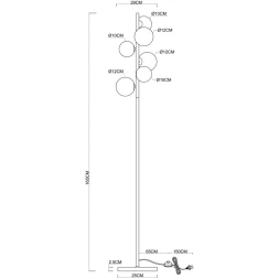 Торшер с 6 стеклянными плафонами под лампы G9 черным металлом и ножным выключателем Arte Lamp GEMINI A2243PN-6BK