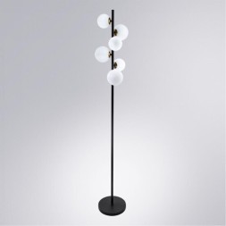 Торшер с 6 стеклянными плафонами под лампы G9 черным металлом и ножным выключателем Arte Lamp GEMINI A2243PN-6BK