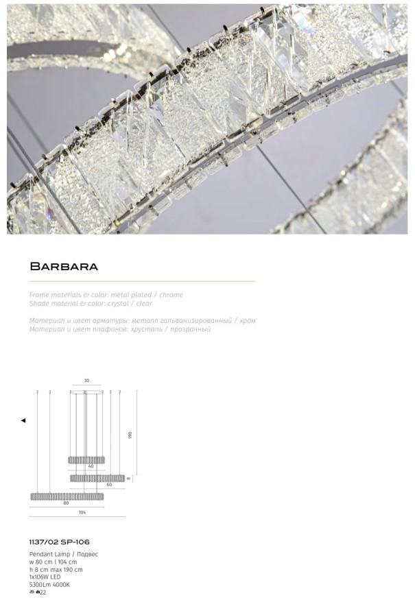 Подвесная люстра Divinare BARBARA 1137/02 SP-106