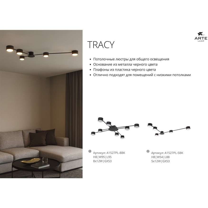 Потолочная люстра Arte Lamp TRACY A1527PL-5BK