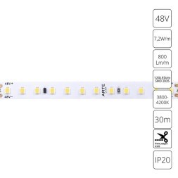 A4812010-04-4K Светодиодная лента 48В 7.2Вт/м 800Лм/м 4000К CRI 90+ 10мм SMD2835 120шт/м 30м IP20