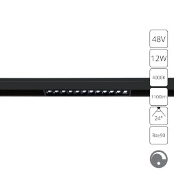 A4684PL-1BK Трековый магнитный диммируемый по 0/1-10V светодиодный светильник Arte Lamp Linea 2.0 CRI90+ 4000К 1100Лм 24° 12Вт