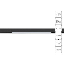A4673PL-1BK Трековый магнитный светодиодный светильник Arte Lamp Linea 2.0 CRI90+ 3000К 1020Лм 120° 20Вт