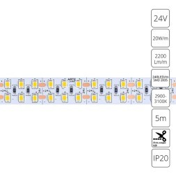 A2424015-01-3K Светодиодная лента 24В 20Вт/м 2200Лм/м 3000К CRI 90+ 15мм SMD2835 240шт/м 5м IP20