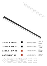 2481/34 SP-40 Трековый ременный светодиодный светильник диммируемый по TRIAC 0/1-10V Divinare Decorato CRI90+ 3000К 3200Лм 110° 40Вт