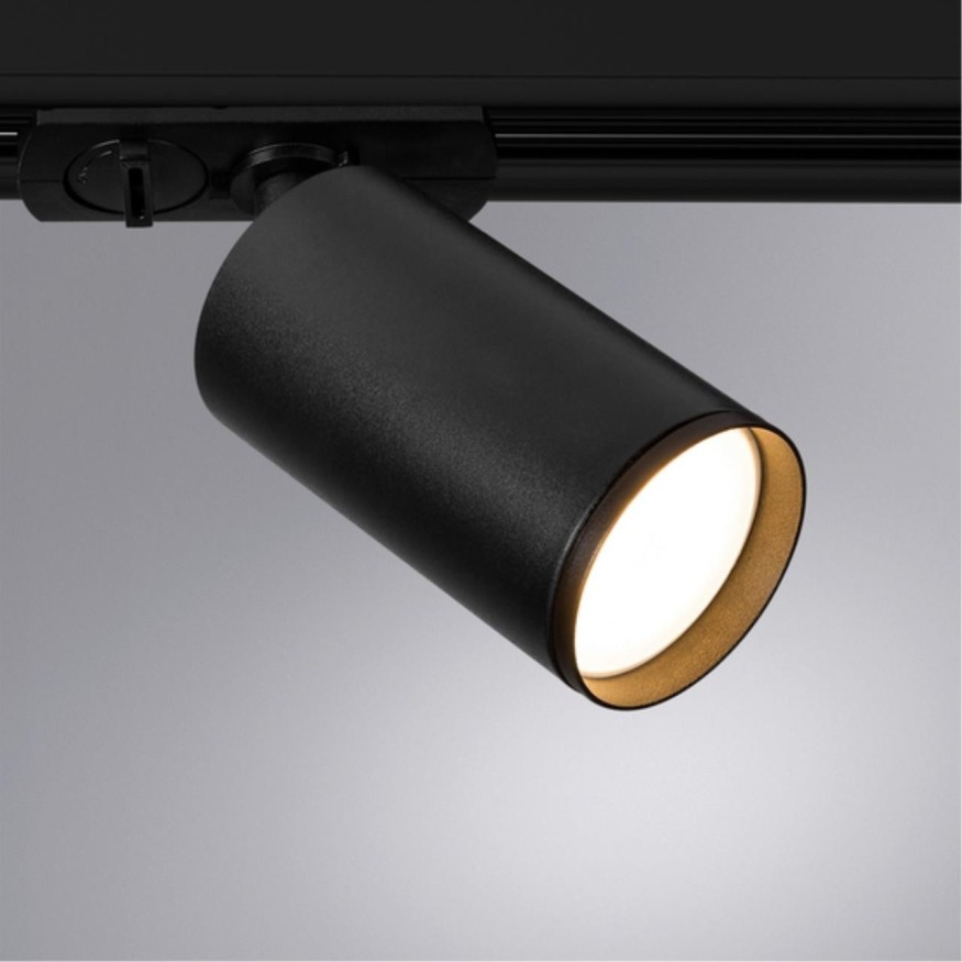 Однофазный двужильный трековый светильник Arte Lamp A1519PL-1BK FLAME под сменную лампу GU10