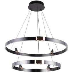 Подвесная черная светодиодная люстра с 2 кольцами 80см и 60см 64Вт 1485лм 3000К Arte Lamp CESARE A1993SP-64BK