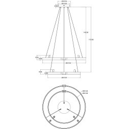 Подвесная черная светодиодная люстра с 2 кольцами 80см и 60см 64Вт 1485лм 3000К Arte Lamp CESARE A1993SP-64BK